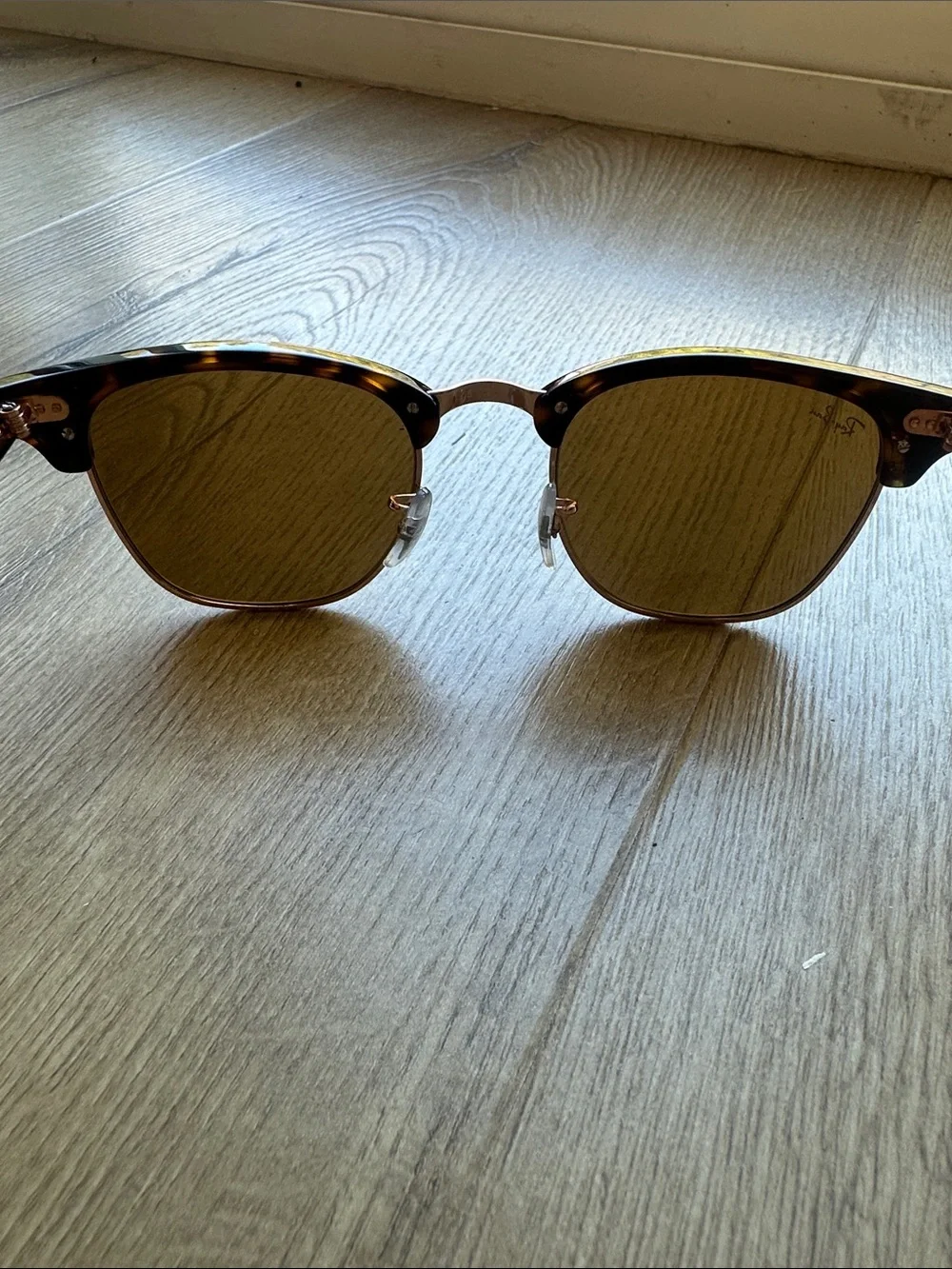 Ray-Ban Clubmaster Sunglasses in Tortoise ROSE GOLD Frame with Brown Lenses